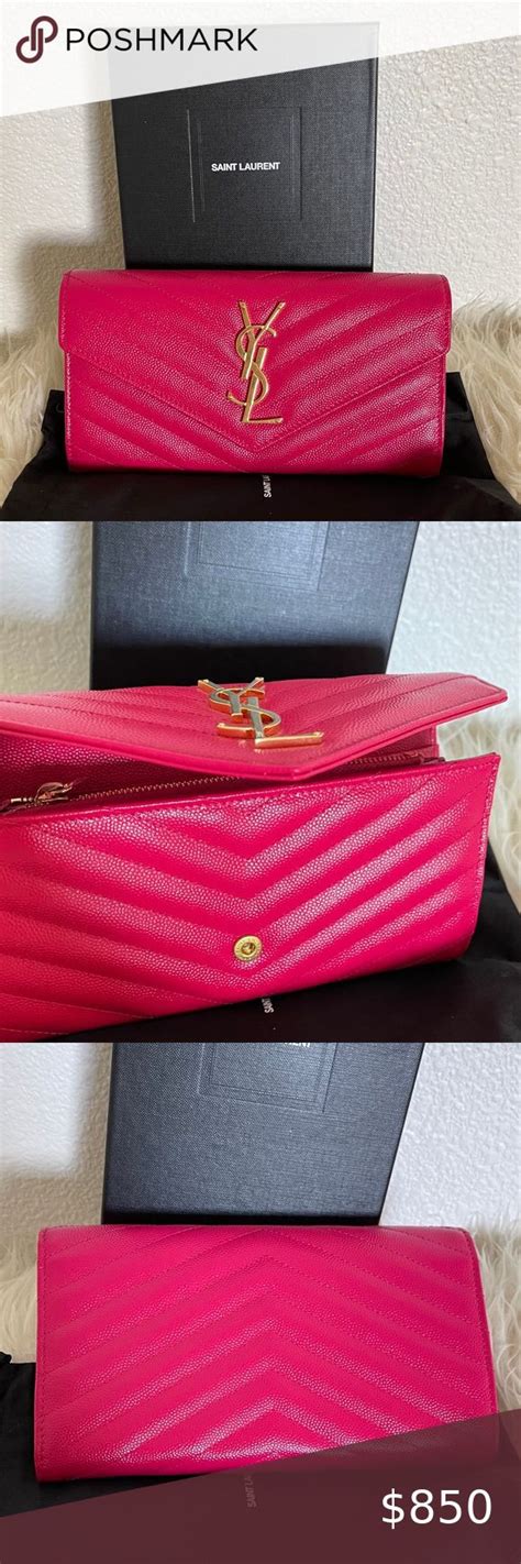 ysl pink metallic wallet|ysl zipper wallet.